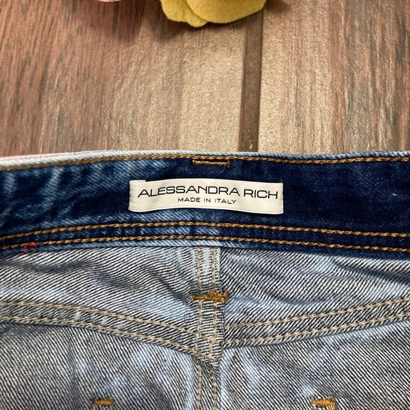 Alessandra Rich Denim High Rise Mini Skirt - Picture 4 of 8